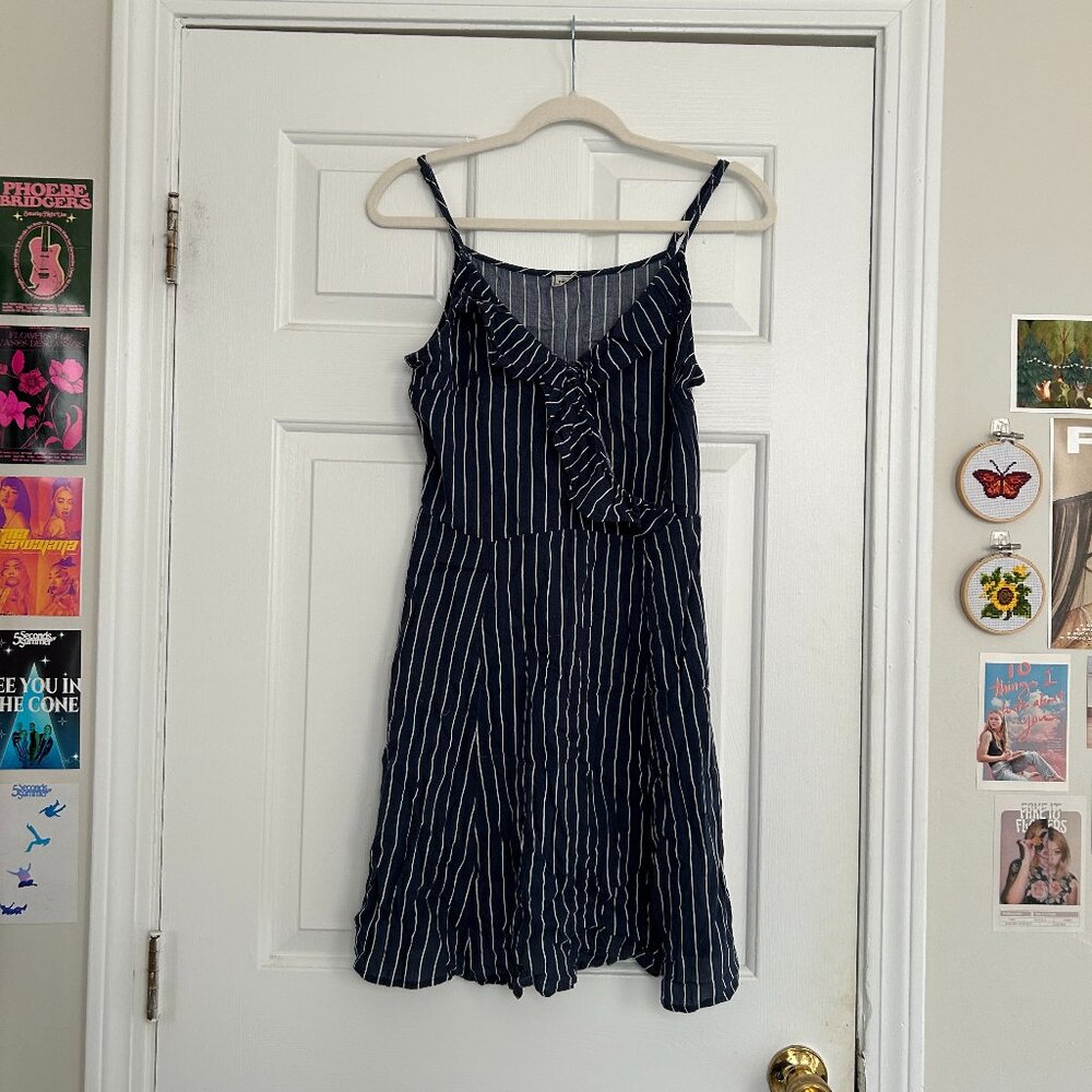 Blue Striped A-Line Dress